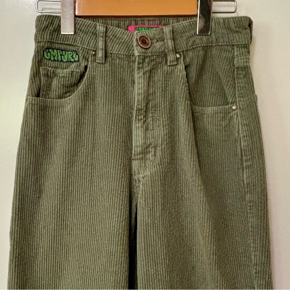 Empyre| Fab Thick Olive Skate Streetwear Corduroy Wide Leg Pants Sz 0 - Picture 3 of 6